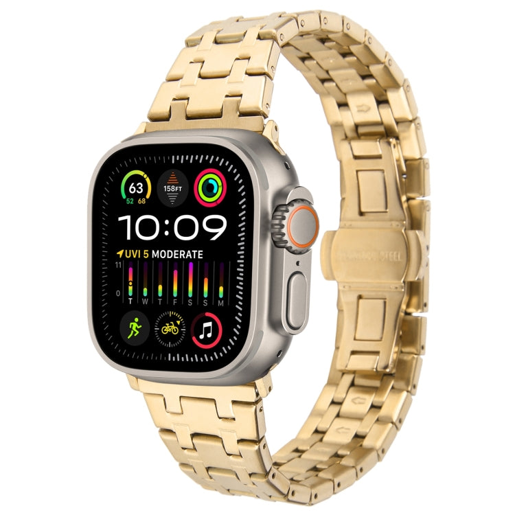 Lisslune | For Apple Watch Ultra 2 49mm Double T Stainless Steel Band (Gold)