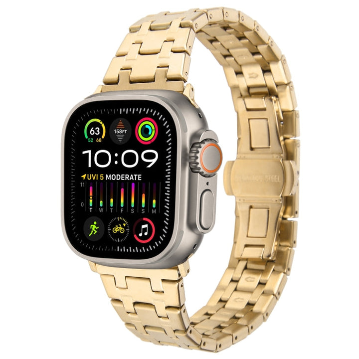 Lisslune | For Apple Watch Ultra 2 49mm Double T Stainless Steel Band (Gold)