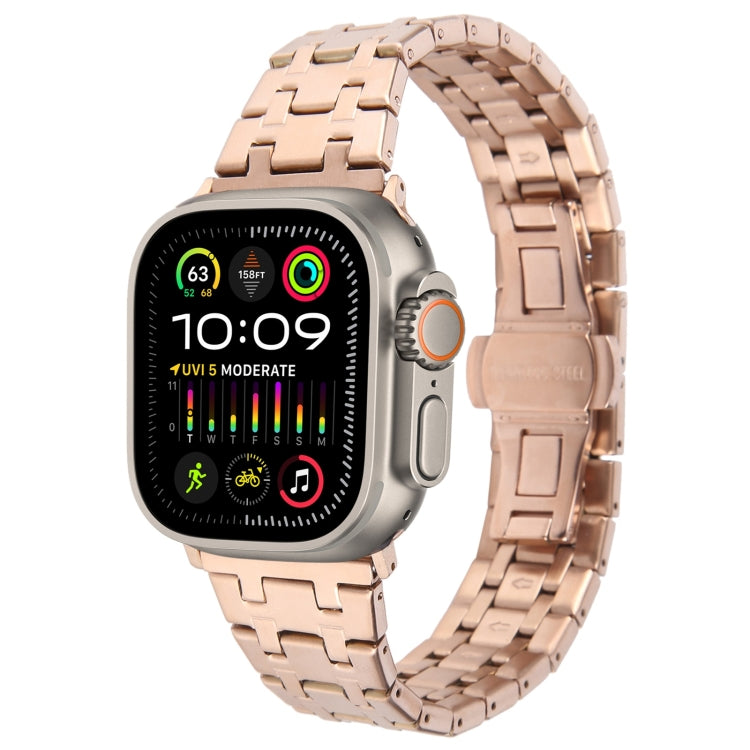 Lisslune | For Apple Watch Ultra 2 49 mm Double-T Stainless Steel Band (Rose Gold)