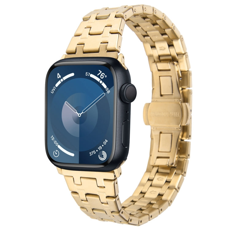 Lisslune | For Apple Watch Series 9 45mm Double T Stainless Steel Bracelet (Gold)