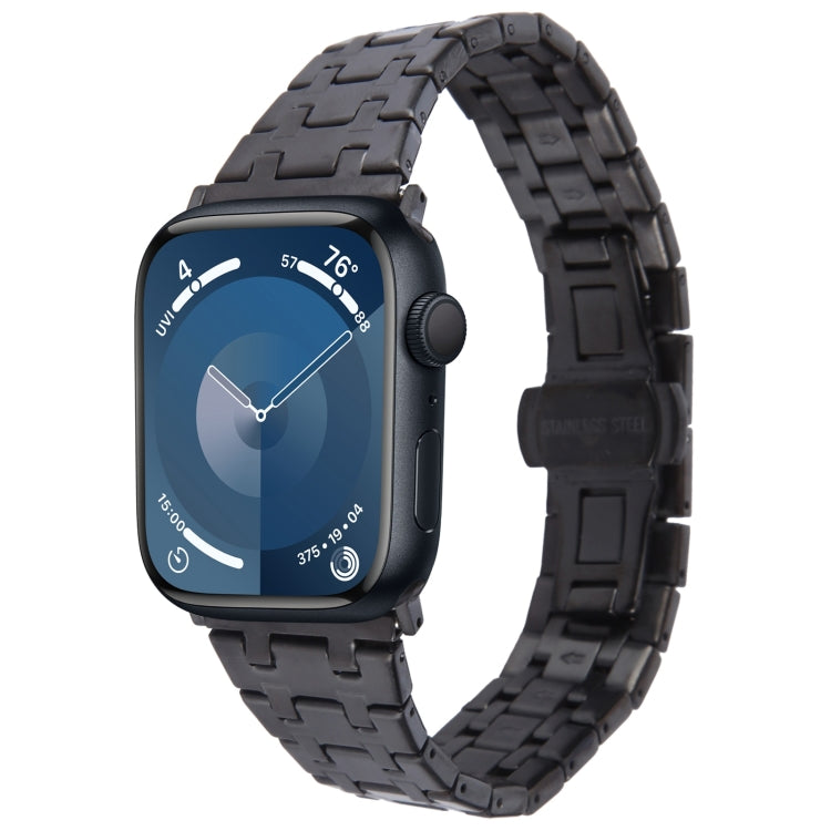 Lisslune | For Apple Watch Series 9 41mm Double-T Stainless Steel Watch Band (Black)