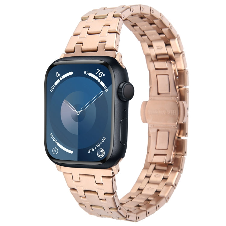 Lisslune | For Apple Watch Series 9 41mm Double T Stainless Steel Watch Band (Rose Gold)
