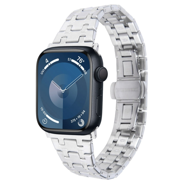 Lisslune | For Apple Watch Series 9 41mm Double T Stainless Steel Band (Silver)