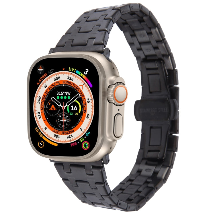 Lisslune | For Apple Watch Ultra 49mm Double T Stainless Steel Band (Black)