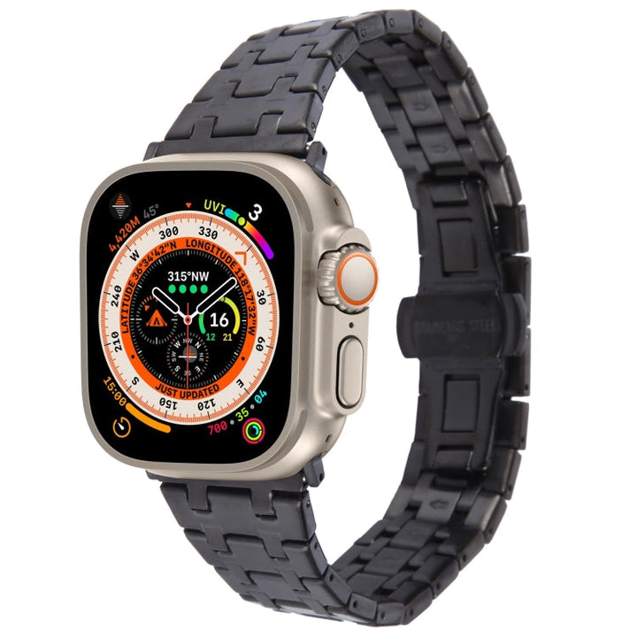 Lisslune | For Apple Watch Ultra 49mm Double T Stainless Steel Band (Black)