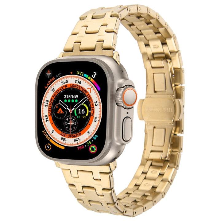 Lisslune | For Apple Watch Ultra 49 mm Double-T Stainless Steel Bracelet (Gold)