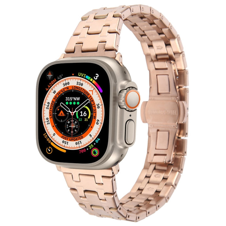 Lisslune | For Apple Watch Ultra 49mm Double T Stainless Steel Bracelet (Rose Gold)