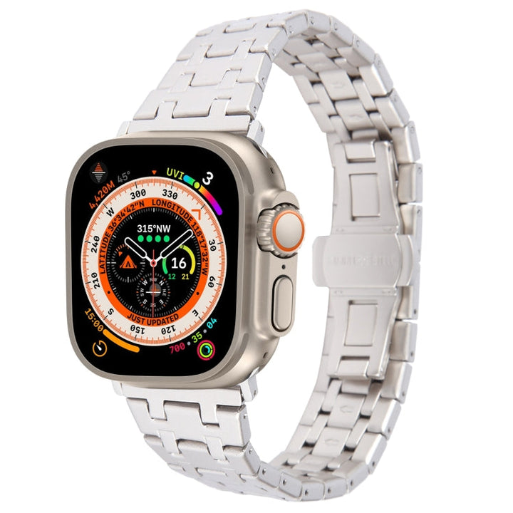 Lisslune | For Apple Watch Ultra 49mm Double T Stainless Steel Watch Band (Starlight)