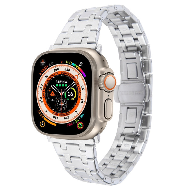 Lisslune | For Apple Watch Ultra 49 mm Double-T Stainless Steel Watch Band (Silver)