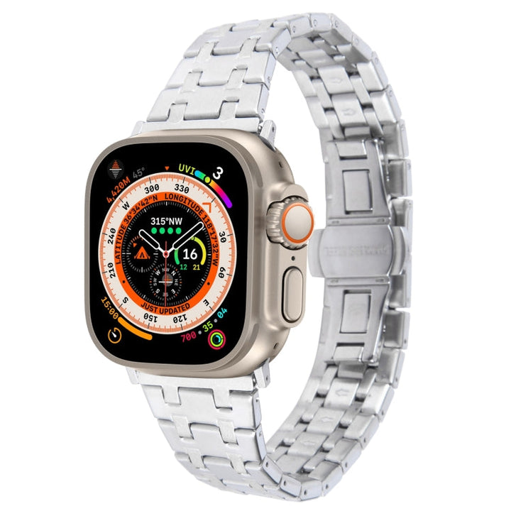 Lisslune | For Apple Watch Ultra 49 mm Double-T Stainless Steel Watch Band (Silver)