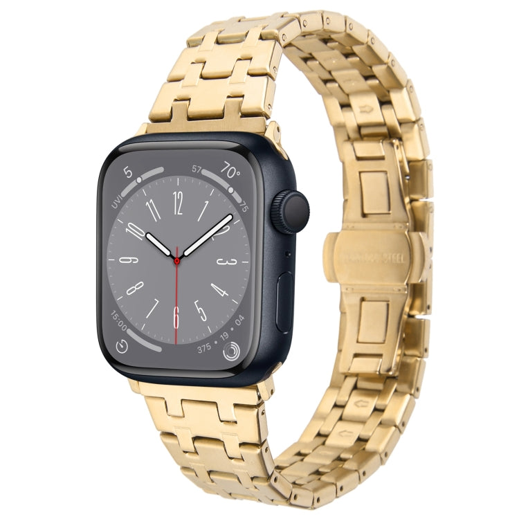 Lisslune | For Apple Watch Series 8 45mm Double T Stainless Steel Watch Band (Gold)