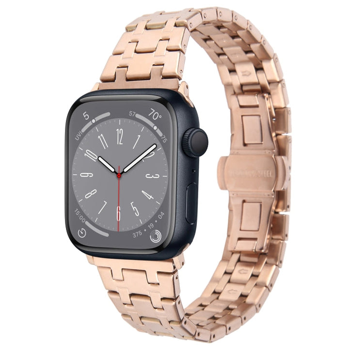 Lisslune | For Apple Watch Series 8 45mm Double T Stainless Steel Bracelet (Rose Gold)
