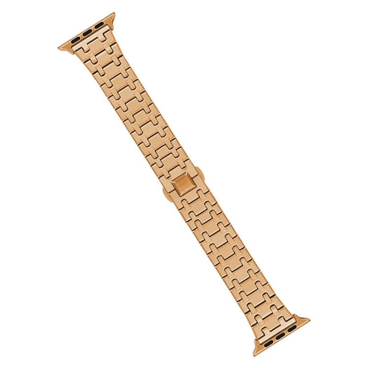 Lisslune | For Apple Watch Series 8 45mm Double T Stainless Steel Bracelet (Rose Gold)