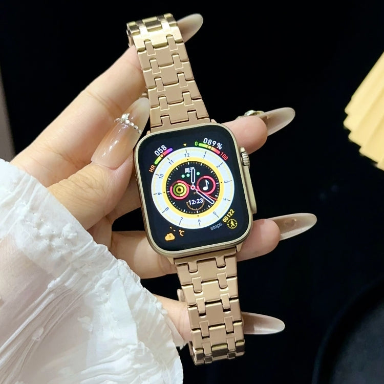 Lisslune | For Apple Watch Series 8 45mm Double T Stainless Steel Bracelet (Rose Gold)