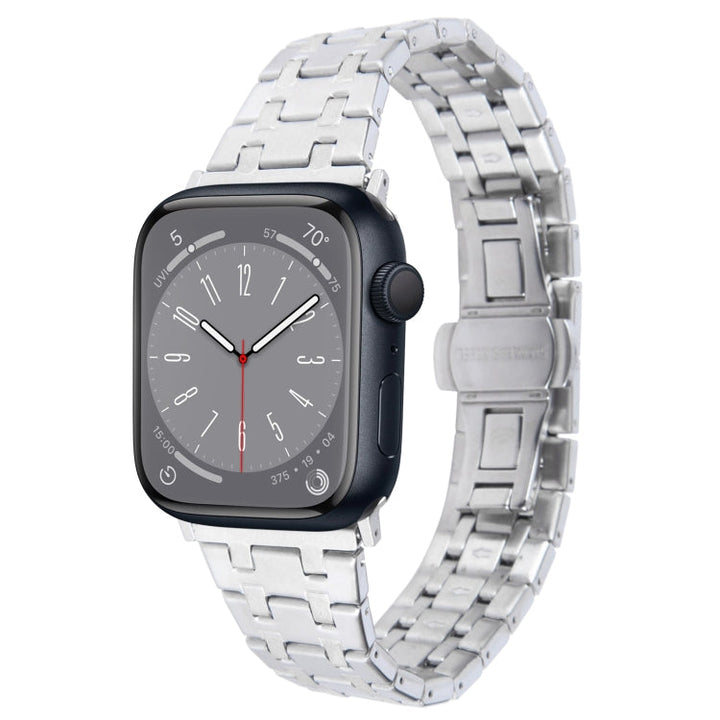 Lisslune | For Apple Watch Series 8 45mm Double T Stainless Steel Watch Band (Silver)