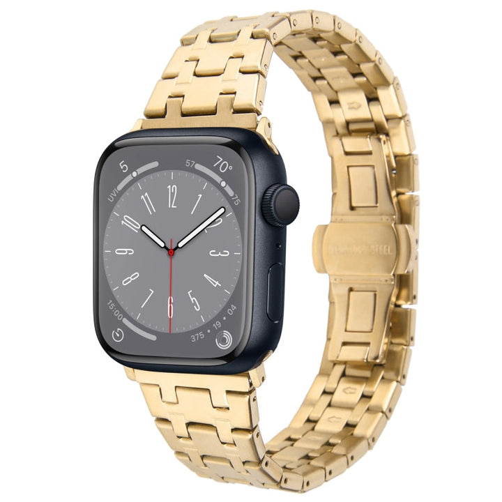 Lisslune | For Apple Watch SE 2022 40mm Double T Stainless Steel Watch Band (Gold)