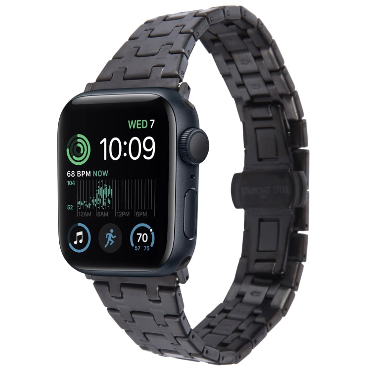 Lisslune | For Apple Watch SE 2022 44mm Double T Stainless Steel Watch Band (Black)