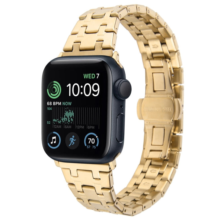 Lisslune | For Apple Watch SE 2022 44mm Double T Stainless Steel Band (Gold)