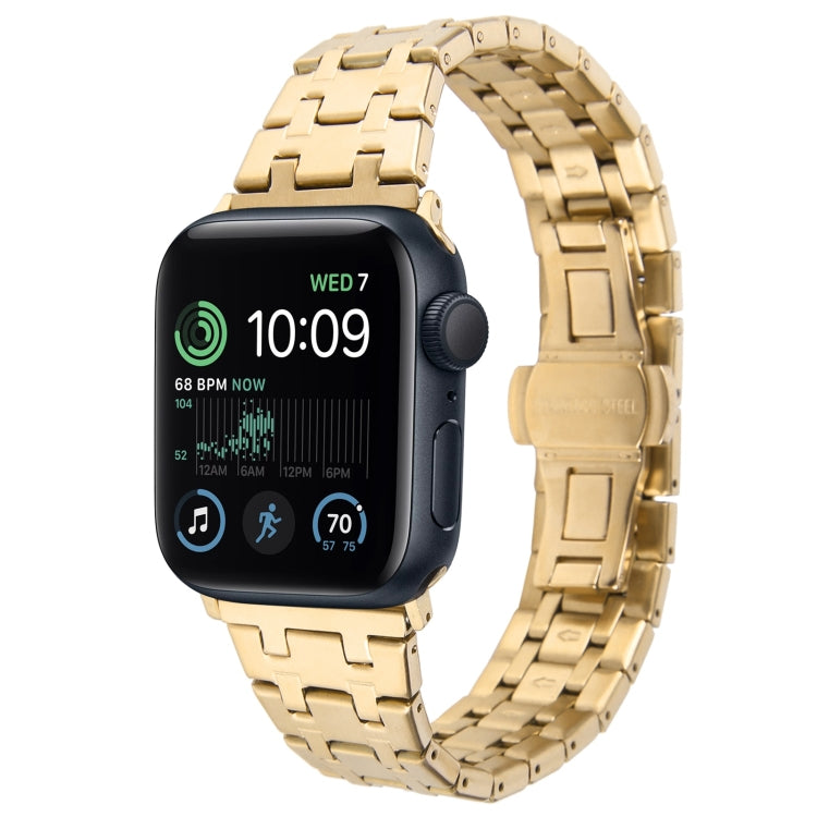 Lisslune | For Apple Watch SE 44mm Double T Stainless Steel Bracelet (Gold)