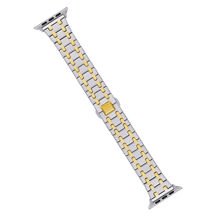 Lisslune | For the Apple Watch SE 44mm Double T Stainless Steel Band (Silver Gold)