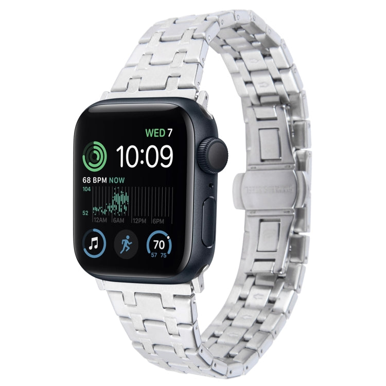 Lisslune | For Apple Watch SE 44mm Double T Stainless Steel Band (Silver)