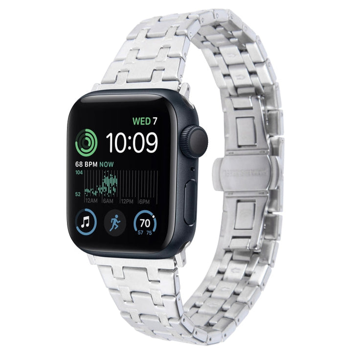 Lisslune | For Apple Watch SE 44mm Double T Stainless Steel Band (Silver)