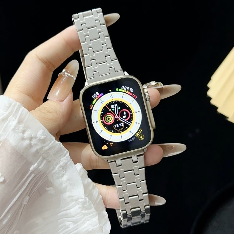 Lisslune | For Apple Watch SE 44mm Double T Stainless Steel Band (Silver)