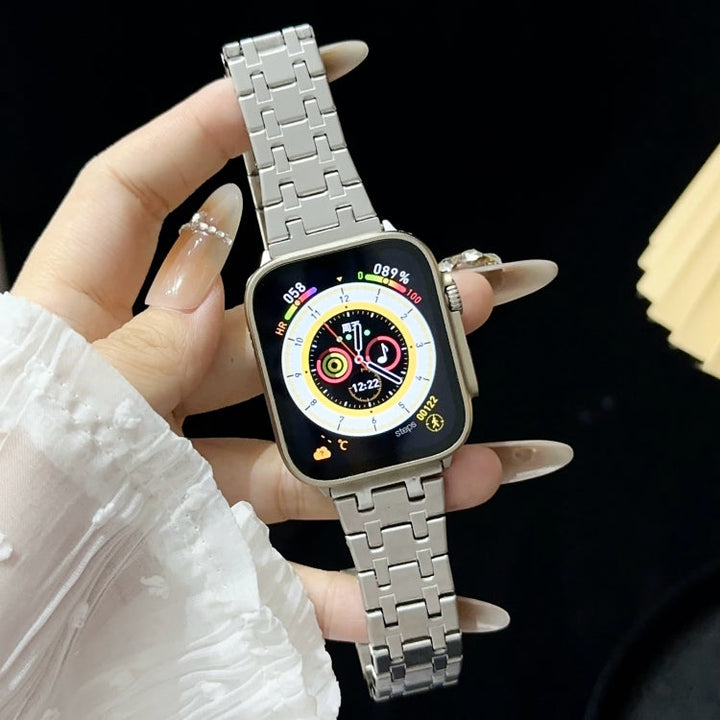 Lisslune | For Apple Watch SE 44mm Double T Stainless Steel Band (Silver)