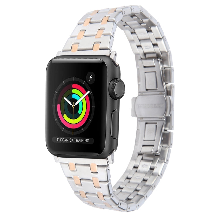 Lisslune | For Apple Watch Series 2 42mm Double T Stainless Steel Strap (Silver Rose Gold)