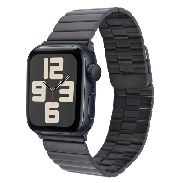 Lisslune | For Apple Watch SE 2023 44mm Bamboo Stainless Steel Magnetic Watch Band (Black)