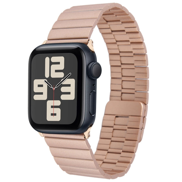 Lisslune | For Apple Watch SE 2023 44mm Bamboo Stainless Steel Magnetic Watch Band (Rose Gold)