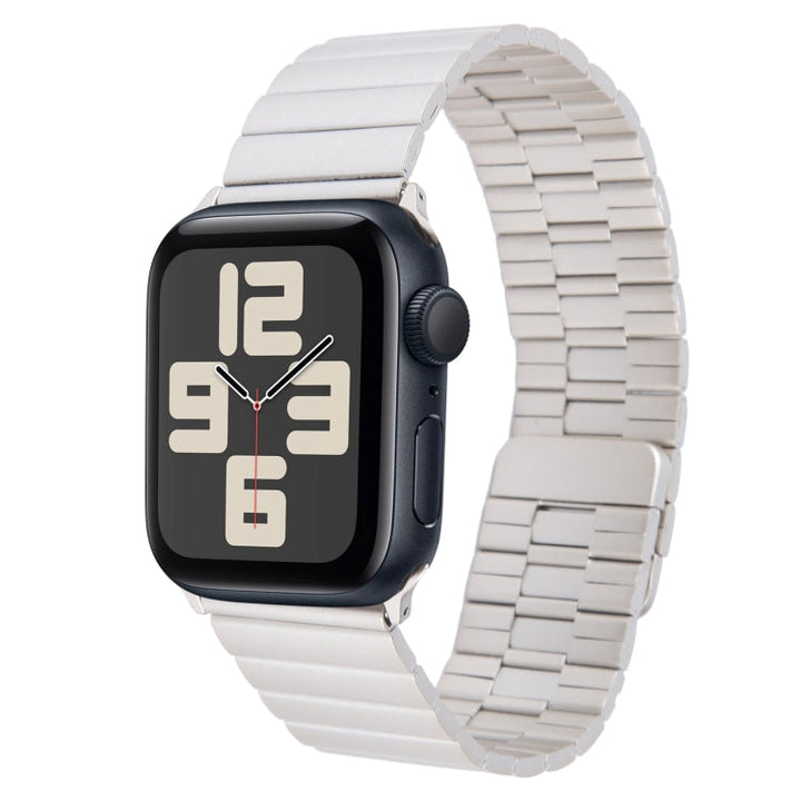 Lisslune | For Apple Watch SE 2023 44mm Bamboo Stainless Steel Magnetic Wristwatch (Starlight)