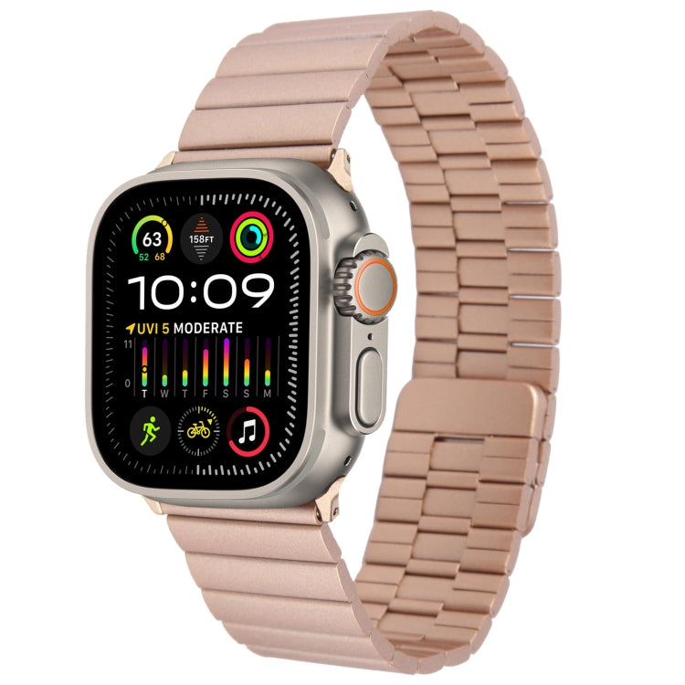 Lisslune | For Apple Watch Ultra 2 49mm Bamboo Stainless Steel Magnetic Watch Band (Rose Gold)