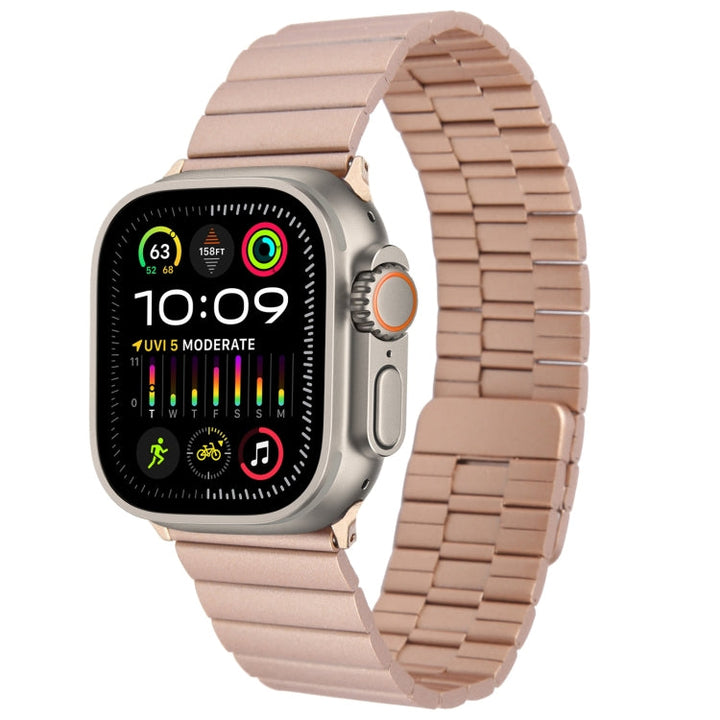 Lisslune | For Apple Watch Ultra 2 49mm Bamboo Stainless Steel Magnetic Watch Band (Rose Gold)