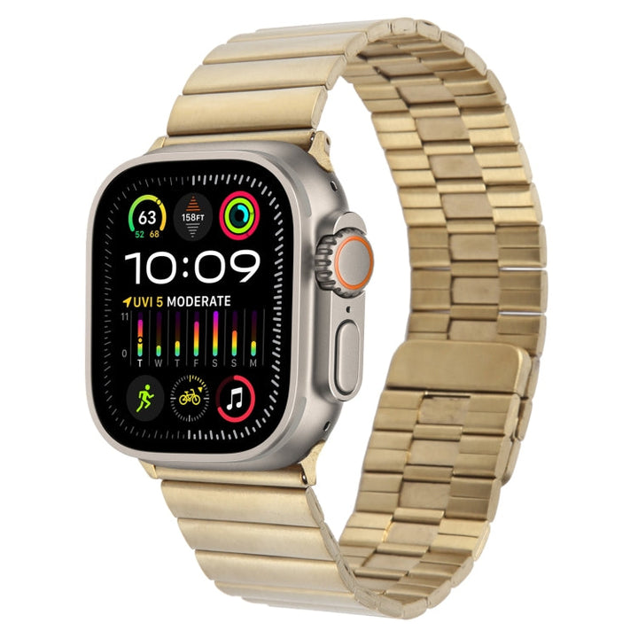 Lisslune | For Apple Watch Ultra 2 49mm Bamboo Stainless Steel Magnetic Bracelet (Gold)