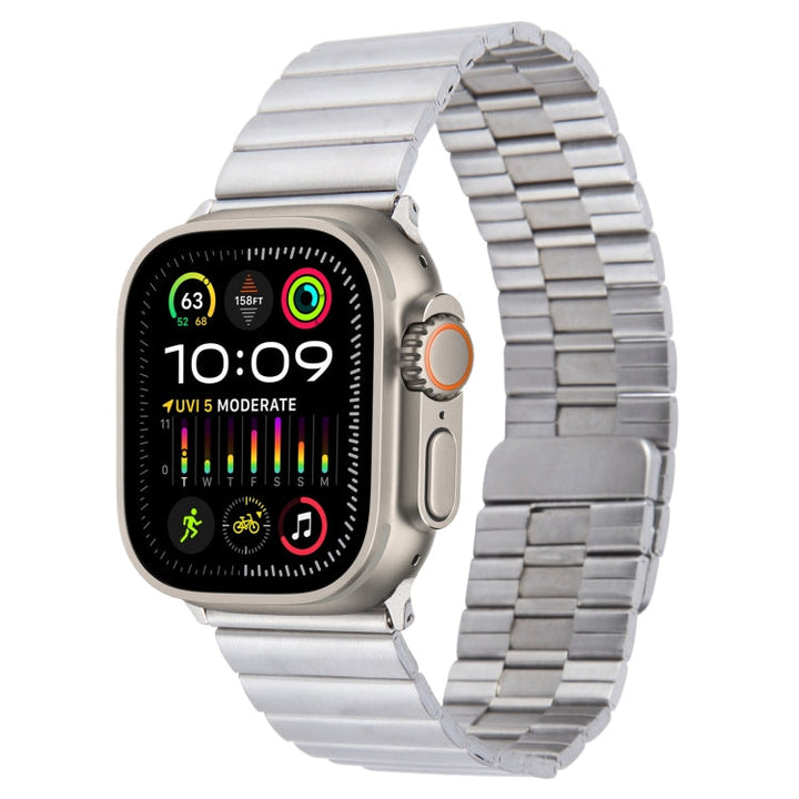 Lisslune | For Apple Watch Ultra 2 49mm Bamboo Stainless Steel Magnetic Strap (Silver)