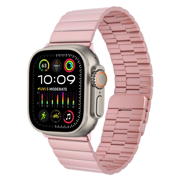 Lisslune | For Apple Watch Ultra 2 49mm Bamboo Stainless Steel Magnetic Bracelet (Pink)