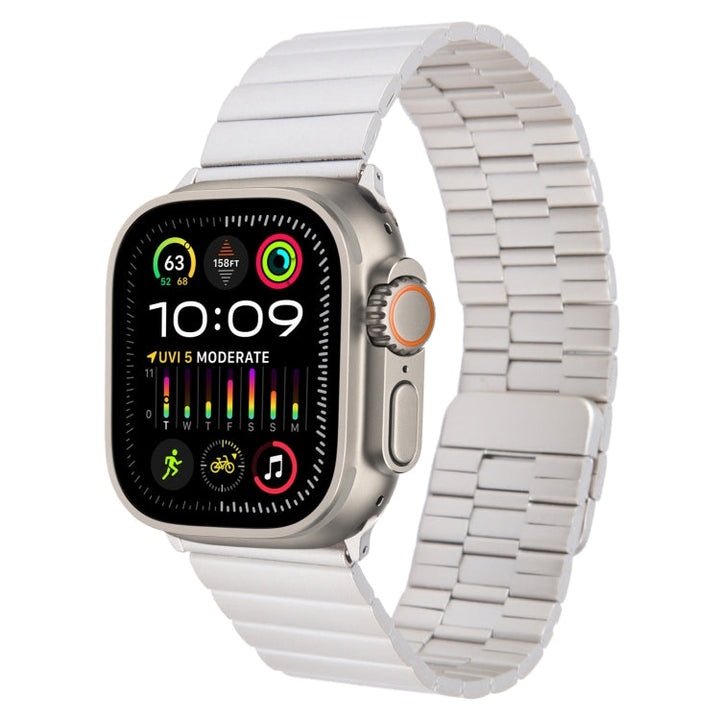 Lisslune | For Apple Watch Ultra 2 49mm Bamboo Stainless Steel Magnetic Watch Band (Starlight)