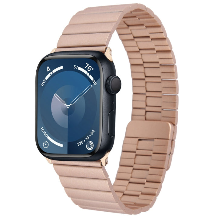 Lisslune | For Apple Watch Series 9 45mm Bamboo Stainless Steel Magnetic Wristwatch (Rose Gold)