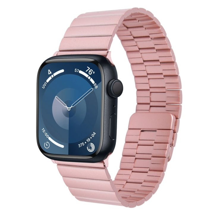 Lisslune | For Apple Watch Series 9 45mm Bamboo Stainless Steel Magnetic Watch Band (Pink)