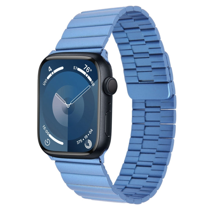 Lisslune | For Apple Watch Series 9 45mm Bamboo Stainless Steel Magnetic Watch Band (Blue)