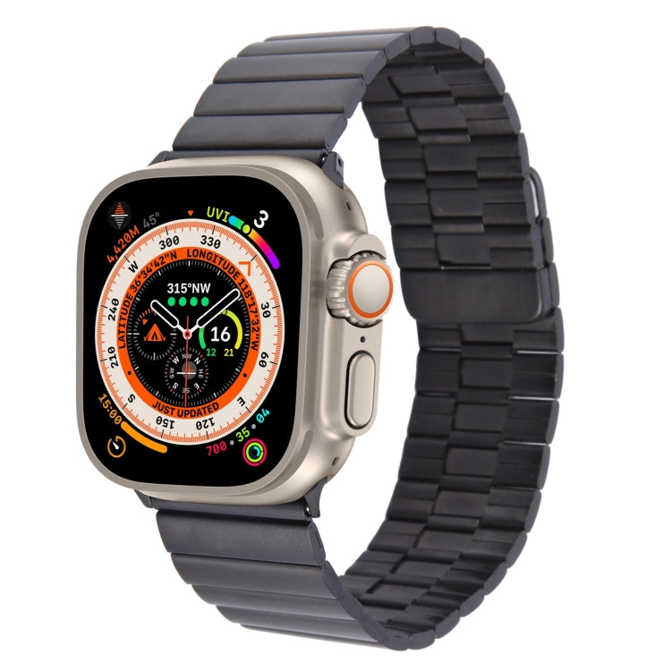 Lisslune | For Apple Watch Ultra 49mm Bamboo Stainless Steel Magnetic Bands (Black)