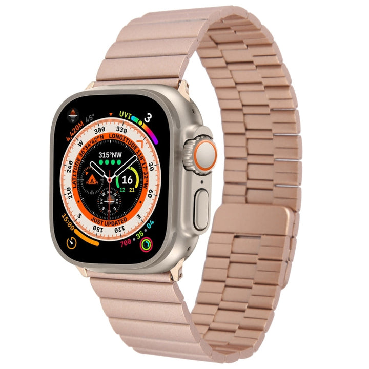 Lisslune | For Apple Watch Ultra 49mm Bamboo Stainless Steel Magnetic Bracelet (Rose Gold)