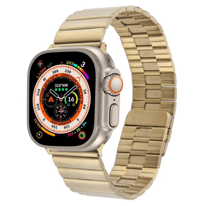 Lisslune | For Apple Watch Ultra 49mm Bamboo Stainless Steel Magnetic Watch Band (Gold)