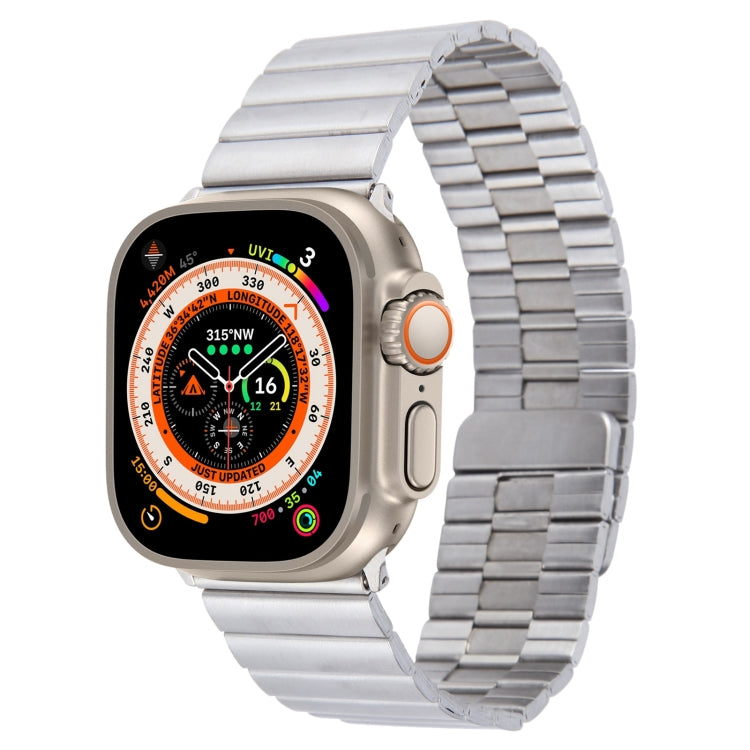 Lisslune | For Apple Watch Ultra 49mm Bamboo Stainless Steel Magnetic Watch Band (Silver)