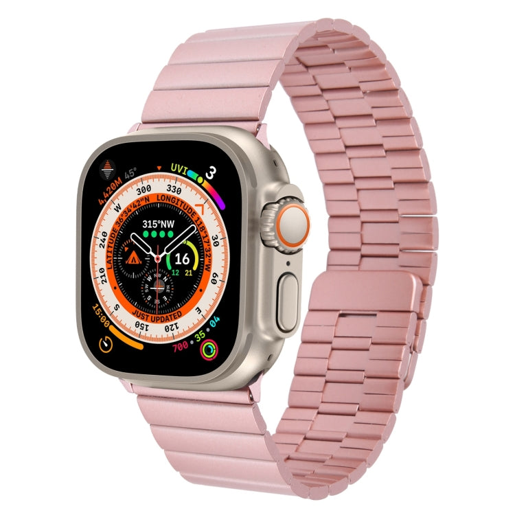 Lisslune | For Apple Watch Ultra 49mm Bamboo Stainless Steel Magnetic Watch Band (Pink)