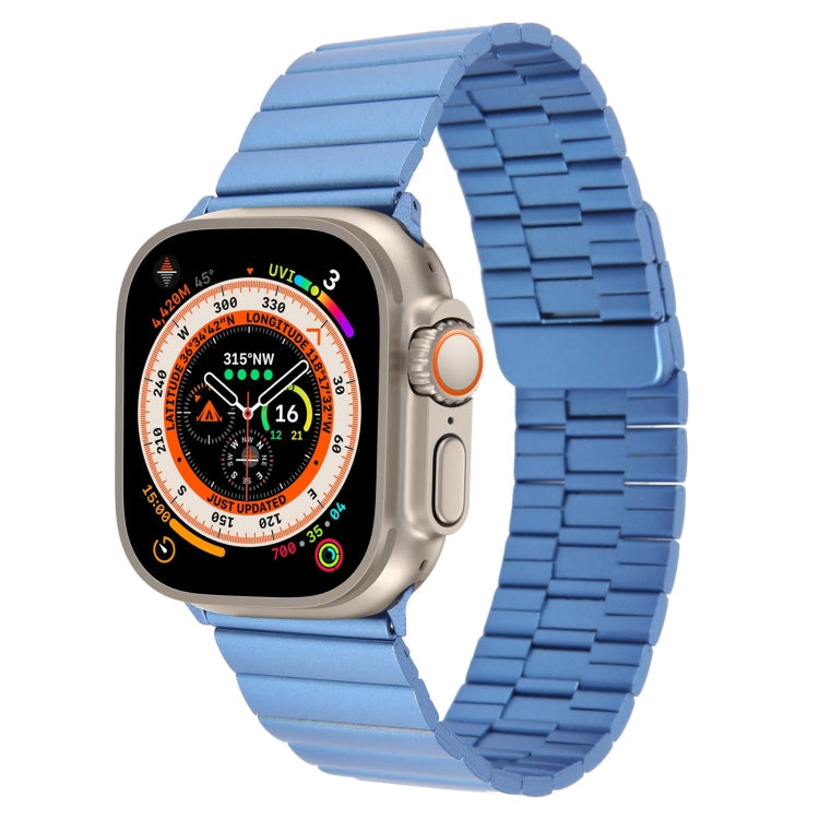 Lisslune | For Apple Watch Ultra 49mm Bamboo Stainless Steel Magnetic Watch Band (Blue)