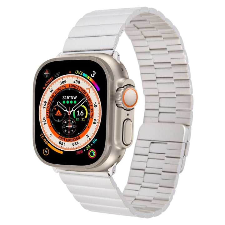 Lisslune | For Apple Watch Ultra 49mm Bamboo Stainless Steel Magnetic Watch Band (Starlight)