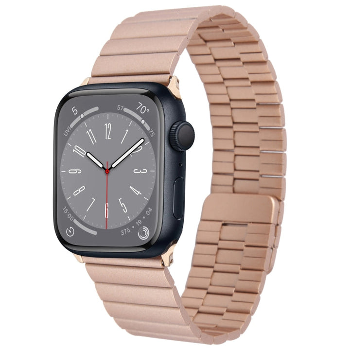 Lisslune | For Apple Watch Series 8 45mm Bamboo Stainless Steel Magnetic Watch Band (Rose Gold)