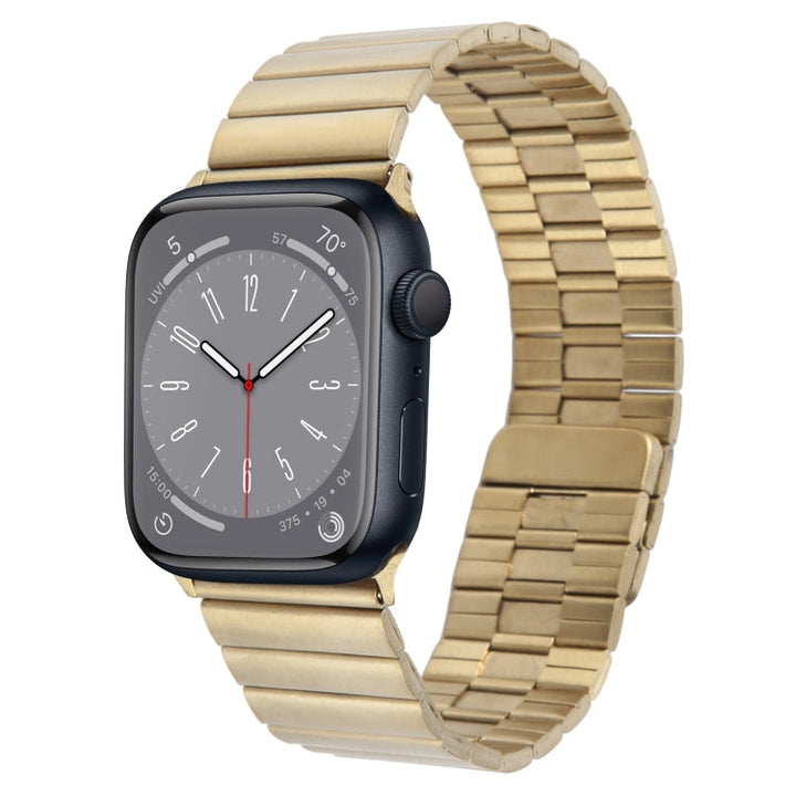Lisslune | For Apple Watch Series 8 45mm Bamboo Stainless Steel Magnetic Watch Band (Gold)
